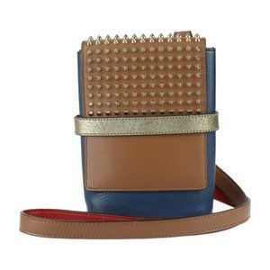 Stylish Brown and Blue Men's Bag with Gold Accents